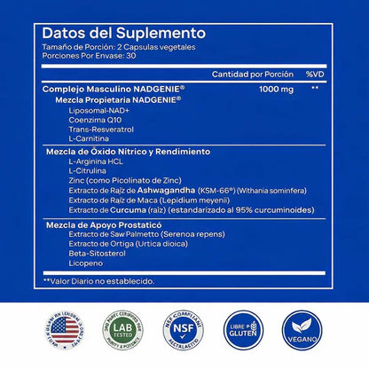 SUPLEMENTO N°1 EN ECUADOR — AUMENTA TU MASCULINIDAD. 60 caps